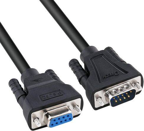 DTECH 6ft RS232 Null Modem Cable DB9 Male to Female Serial Extension Cord Simple Cross TX RX Line 2 Pin Crossed for Computer Switch Router Data Communication (6 Feet, Black) in Saudi Arabia