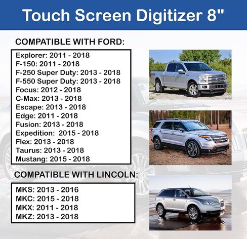 SCREENTRONICS Touch Screen Glass Digitizer 8" for Sync 3 Radio Navigation Compatible with Ford Explorer F-150 F-250 F-550 Super Duty Focus C-Max Escape Edge Fusion Expedition Flex Taurus Mustang 60pin in Saudi Arabia