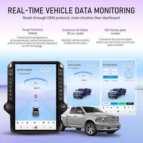 Android 14 Car Stereo for Dodge RAM 1500 2500 3500 2013-2018 Radio Screen Upgrade 14 inch Carplay Android Auto GPS Navigation (Black) in Saudi Arabia