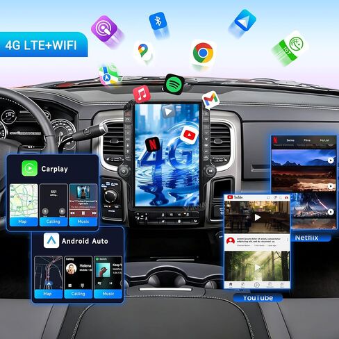 Android 14 Car Stereo for Dodge RAM 1500 2500 3500 2013-2018 Radio Screen Upgrade 14 inch Carplay Android Auto GPS Navigation (Black) in Saudi Arabia