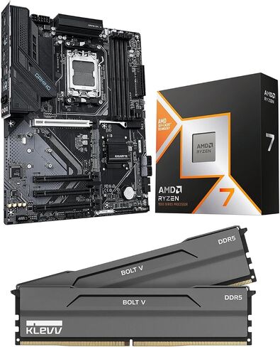 Micro Center CPU Motherboard Memory Combo: AMD Ryzen 7 9800X3D CPU Processor + Gigabyte B850 Gaming WIFI6 Motherboard + KLEVV Bolt V DDR5 32GB (2x16GB) 6000MHz CL28 Desktop Ram Memory AMD Expo Ready in Saudi Arabia