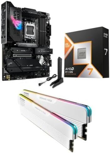 Micro Center CPU Motherboard Memory Combo: AMD Ryzen 7 9800X3D CPU Processor + ASUS ROG Strix X870E-E R2 Gaming WiFi Motherboard + KLEVV Urbane V RGB DDR5 32GB 6000MHz CL30 Ram Memory White in Saudi Arabia