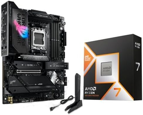 Micro Center CPU Motherboard Memory Combo: AMD Ryzen 7 9800X3D CPU Processor + ASUS ROG Strix X870E-E R2 Gaming WiFi Motherboard + KLEVV Urbane V RGB DDR5 32GB 6000MHz CL30 Ram Memory White in Saudi Arabia