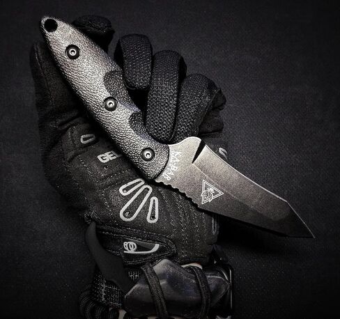 KA-BAR TDI Hinderer Hell Fire Fixed Blade Knife 3.563" Tanto Point 1095 Cro-Van Black Blade Ultramid Handle Black in Saudi Arabia