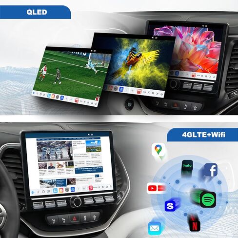 4G Network Radio for Jeep Cherokee Upgrade 2014-2023,Stereo Replacement,QLED Touch Screen,8core CPU,Carplay and Android Auto in Saudi Arabia