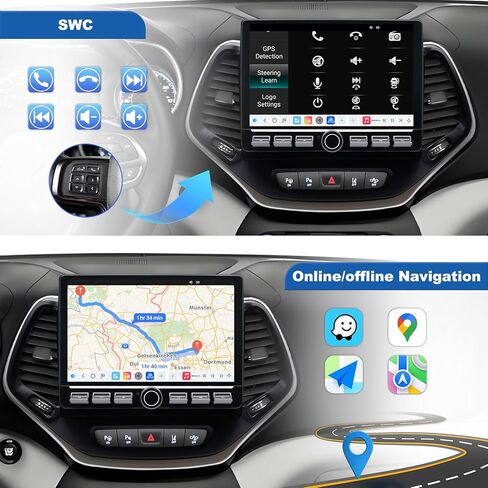 4G Network Radio for Jeep Cherokee Upgrade 2014-2023,Stereo Replacement,QLED Touch Screen,8core CPU,Carplay and Android Auto in Saudi Arabia