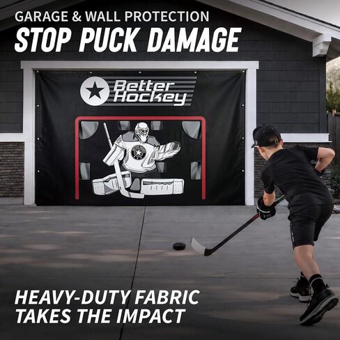 Better Hockey Extreme Shooting Tarp 7x10 ft — Hockey Shooting Target with 8 Target Holes, Heavy-Duty Nylon, Indoor/Outdoor Garage Shooting Trainer, Protects Walls — Rolls Up for Storage in Saudi Arabia