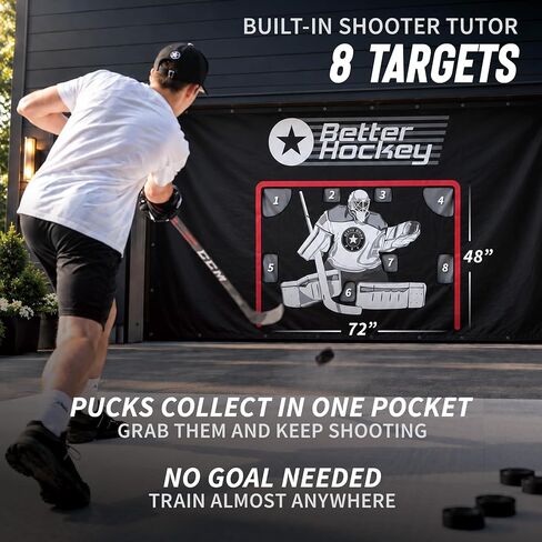 Better Hockey Extreme Shooting Tarp 7x10 ft — Hockey Shooting Target with 8 Target Holes, Heavy-Duty Nylon, Indoor/Outdoor Garage Shooting Trainer, Protects Walls — Rolls Up for Storage in Saudi Arabia