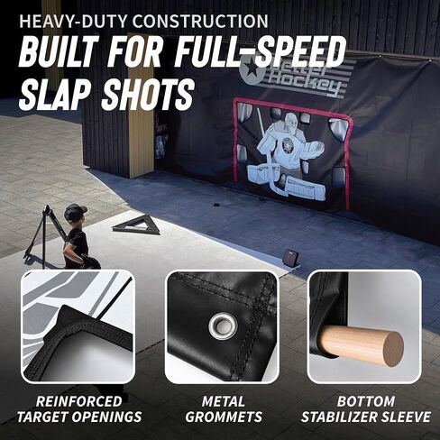 Better Hockey Extreme Shooting Tarp 7x10 ft — Hockey Shooting Target with 8 Target Holes, Heavy-Duty Nylon, Indoor/Outdoor Garage Shooting Trainer, Protects Walls — Rolls Up for Storage in Saudi Arabia