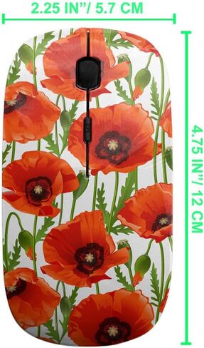2.4GHz USB Wireless Mouse, Poppy Pattern, Ergonomic Slim Computer Mice for Kids in Kuwait