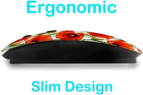 2.4GHz USB Wireless Mouse, Poppy Pattern, Ergonomic Slim Computer Mice for Kids in Kuwait