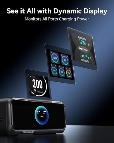 MOKiN 200W Charging Station with Retractable Cord, 6-Port Desktop Charger in Saudi Arabia