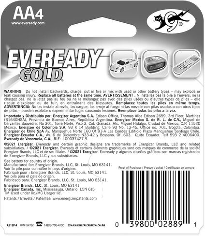 Eveready Gold Alkaline Batteries AA, 4-Count in Saudi Arabia
