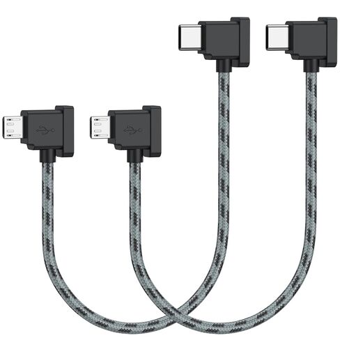 Vanjua 2 Pack Micro to USB C Remote Controller Cable for DJI Mavic Mini,Mini SE,Mavic 2 Pro/Zoom, Mavic Air/Pro, Spark, DJI Drone to Phone Tablet Cable 90 Degree OTG Data Cord (USB C Connector) 1FT in Saudi Arabia