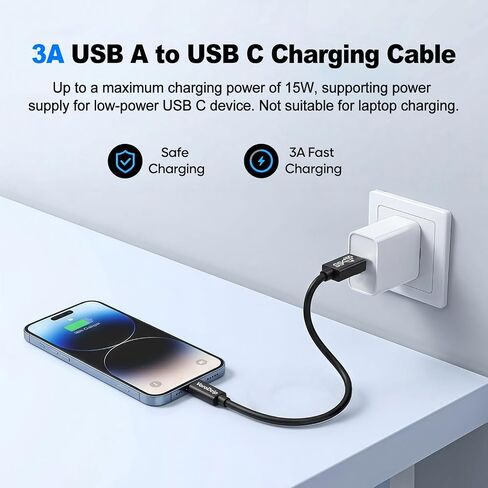 Data Transfer Cable USB to Type C 6inch Short, 10Gbps USB C 3.1 Gen 2 Cord in Kuwait