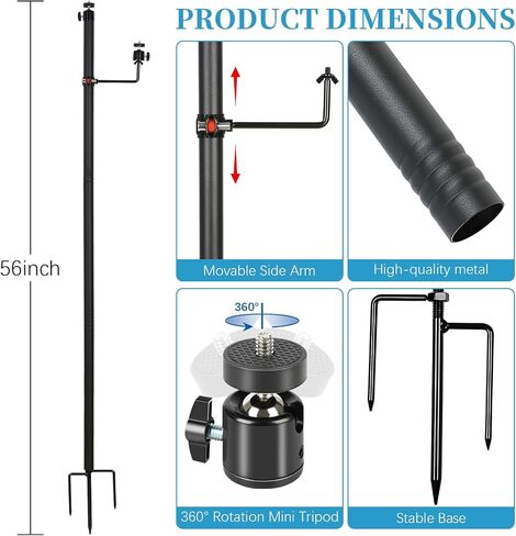 Camera Post Trail Camera Stakes Universal Camera Stand Mount Light Weight DIY Holder with Accessoried Outdoor for Farm Yard Garden (1, Black, 25-3) in Kuwait