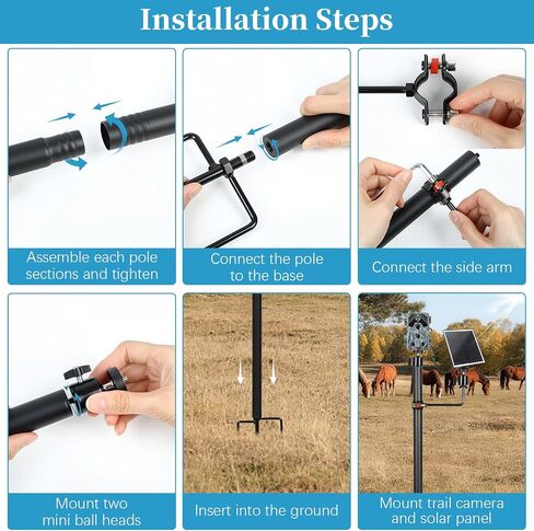 Camera Post Trail Camera Stakes Universal Camera Stand Mount Light Weight DIY Holder with Accessoried Outdoor for Farm Yard Garden (1, Black, 25-3) in Kuwait