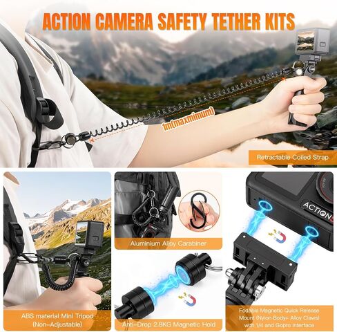 Action Camera Safety Tether Retractable Strap for DJI Action 5 pro/4/3 in Kuwait