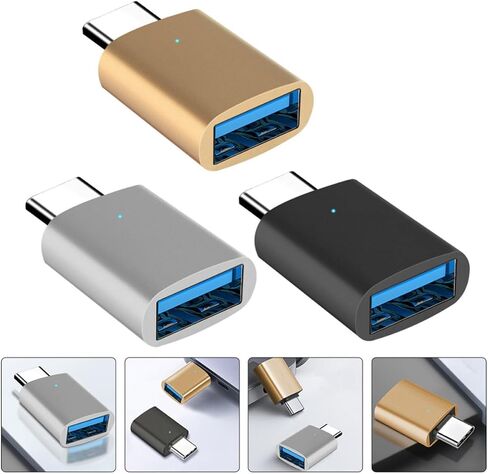 Toyvian 3pcs Type C to USB 3.0 OTG Adapter, Alloy Transfer Connector in Kuwait