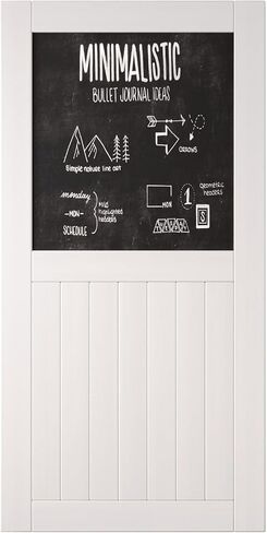 White 40x80 in. Sliding Barn Door, Half Chalkboard Design,Assembly Required, Finished Barn Door Only, Interior Use in Saudi Arabia
