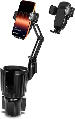 YUHENG Upgraded Cup Holder Phone Mount for Car - Permanent Screw-Fixed Base (No Wobble), Offset Space-Saving Design,Universal Adjustable Cell Phone Cradle for iPhone, Android, SUV, Truck in Saudi Arabia