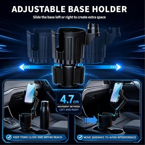 YUHENG Upgraded Cup Holder Phone Mount for Car - Permanent Screw-Fixed Base (No Wobble), Offset Space-Saving Design,Universal Adjustable Cell Phone Cradle for iPhone, Android, SUV, Truck in Saudi Arabia