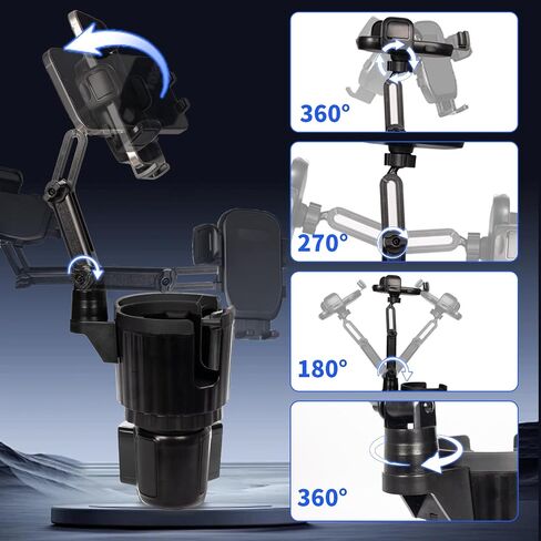 YUHENG Upgraded Cup Holder Phone Mount for Car - Permanent Screw-Fixed Base (No Wobble), Offset Space-Saving Design,Universal Adjustable Cell Phone Cradle for iPhone, Android, SUV, Truck in Saudi Arabia