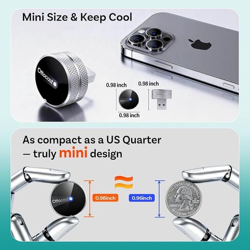 OTTOCAST Mini Tube 2026 Wireless CarPlay & Android Auto Adapter, Plug & Play Auto Connect, 5GHz WiFi Stable Performance, Compatible with iPhone & Android, Premium Aluminum Build in Saudi Arabia