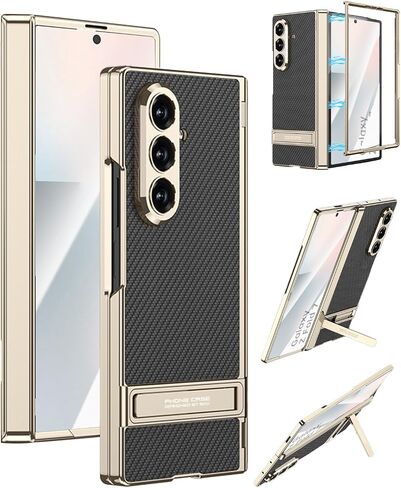 NINKI Magnet Hinge Protection for Samsung Galaxy Z Fold 7, Ultra Thin Leather Case with Stand, Screen Protector, Titanium Gray in Saudi Arabia