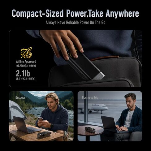AOHI 25200 مللي أمبير 170 وات باور بانك للكمبيوتر المحمول، 100 وات أقصى مخرج USB-C PD 3.0 شاحن محمول، 90.72 وات في الساعة متوافق مع شركات الطيران لأجهزة iPad وiPhone 17 Pro Max وGalaxy وSteam Deck، رمادي in Kuwait