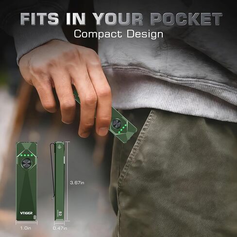 VTIGER S2 Slim EDC Pocket Flashlight with Clip,1600 Lumen Super Bright Portable Flat Little Flashlights, Rechargeable Small LED Flash Light with Magnet for Camping,Hiking,Outdoor,Emergency,Car Repair in Saudi Arabia