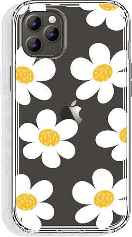 حافظة GYZYA لهاتف iPhone 17 Pro شفافة مقاس 6.3 بوصة مع تصميم، غطاء حماية نحيف من مادة TPU + ممتص للصدمات للنساء والفتيات (زهور بيضاء لطيفة) in Kuwait