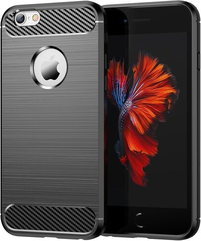 حافظة هاتف iPhone 6 Plus/6S Plus، مقاومة للصدمات، سترة من ألياف الكربون مقاومة للخدش، مادة TPU الناعمة، حافظة iPhone 6 Plus/6S Plus (أسود، 5.5 بوصة) in Kuwait
