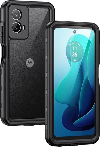 Lanhiem Motorola Moto G 5G 2024 Case, IP68 Waterproof Dustproof Shockproof Case with Built-in Screen Protector, Full Body Underwater Protective Cover for Moto G 5G Only, Black in Saudi Arabia
