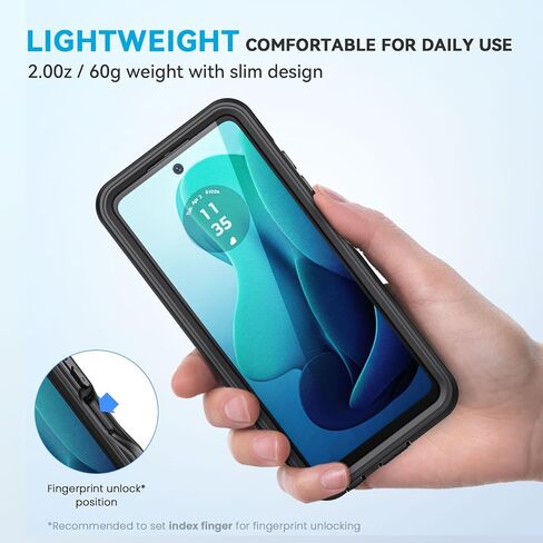 Lanhiem Motorola Moto G 5G 2024 Case, IP68 Waterproof Dustproof Shockproof Case with Built-in Screen Protector, Full Body Underwater Protective Cover for Moto G 5G Only, Black in Saudi Arabia
