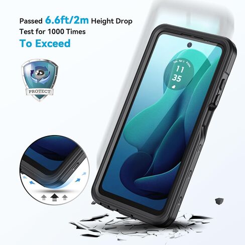 Lanhiem Motorola Moto G 5G 2024 Case, IP68 Waterproof Dustproof Shockproof Case with Built-in Screen Protector, Full Body Underwater Protective Cover for Moto G 5G Only, Black in Saudi Arabia