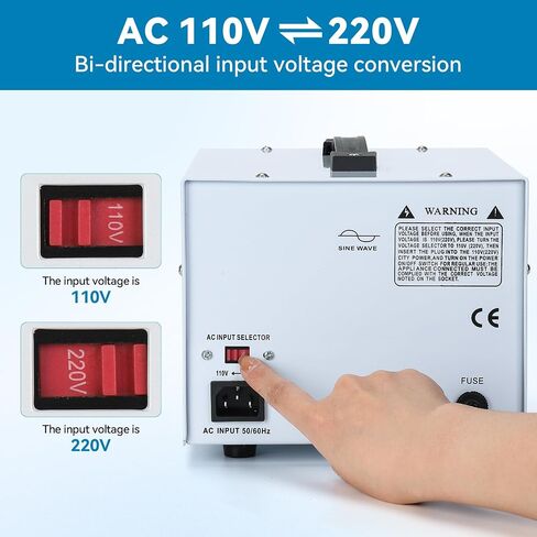 3000W Step Up/Down Voltage Transformer, 110V/120V & 220V/240V Power Converter, 4 Outlets Toroidal Regulator, Overload Overheat Protection for Home, Travel and Global Household Devices in Saudi Arabia