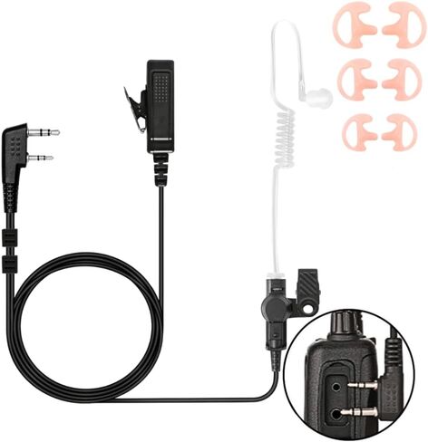 Walkie Talkie Earpiece with Mic Compatible for Kenwood Baofeng SAMCOM BTECH Retevis Walkie Talkies Radios and BF-F8HP UV-82HP UV-5R UV82 UV82C UV5X3 TK NX, Acoustic Tube Headset, in Saudi Arabia