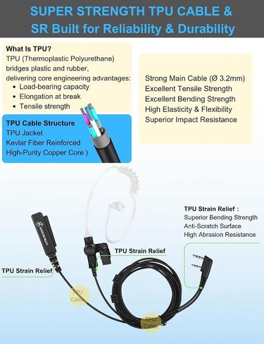 Walkie Talkie Earpiece with Mic Compatible for Kenwood Baofeng SAMCOM BTECH Retevis Walkie Talkies Radios and BF-F8HP UV-82HP UV-5R UV82 UV82C UV5X3 TK NX, Acoustic Tube Headset, in Saudi Arabia