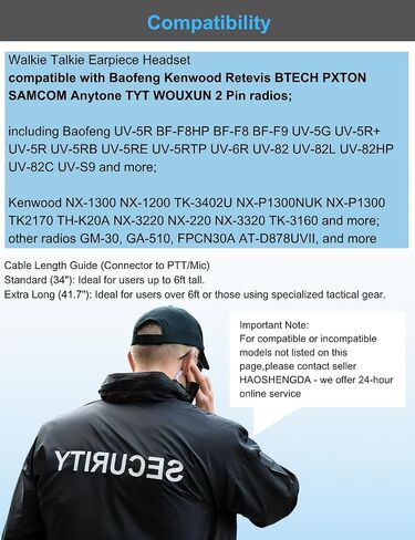 Walkie Talkie Earpiece with Mic Compatible for Kenwood Baofeng SAMCOM BTECH Retevis Walkie Talkies Radios and BF-F8HP UV-82HP UV-5R UV82 UV82C UV5X3 TK NX, Acoustic Tube Headset, in Saudi Arabia