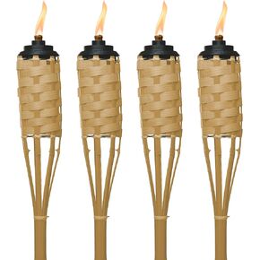 TIKI Bamboo Tiki Torches 12-Pack – Weather-Resistant Outdoor Décor with Easy-Pour Wide-Mouth Canister Refill for Patio, Garden, Backyard, and Parties, 57-Inch Citronella Torches in Saudi Arabia