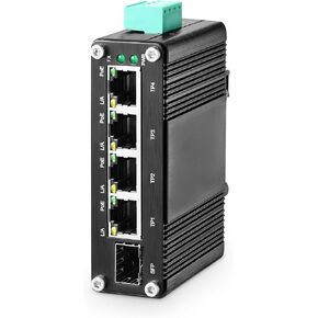 MokerLink 10 Port PoE Industrial Din Rail Switch, 8 Ports PoE+ 100Mbps IEEE802.3af/at, 1 Gigabit Ethernet and 1 SFP Uplink, Vlan & Extend Mode, DIN-Rail & Wall Mount in Saudi Arabia
