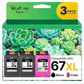 67XL Cartridges Black and Color (3-Pack) for HP Ink 67 67XL Replacement in Saudi Arabia