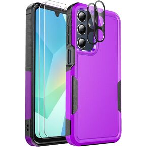 حافظة هاتف Samsung Galaxy A16 5G، [حماية من السقوط بدرجة عسكرية] [واقي شاشة زجاجي + واقي عدسة الكاميرا] حافظة مقاومة للصدمات غير قابلة للانزلاق (أسود) in Kuwait