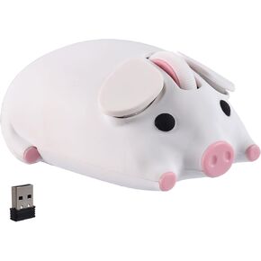Wireless Bluetooth Mouse Cute Animal Pig Shape 2.4G & Bluetooth Dual Mode Computer Mice with USB Receiver Portable Compact 1200DPI Optical Cordless Mouse for Laptop iPad PC Chromebook Kids Gift(White) in Saudi Arabia