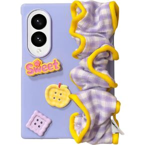 Case for Galaxy Z Fold 8 with Wristband, [Hinge Protection] [Tempered Glass Screen Protector] Shockproof Protective Purple Cute Case for Samsung Galaxy Z Fold 8 in Saudi Arabia