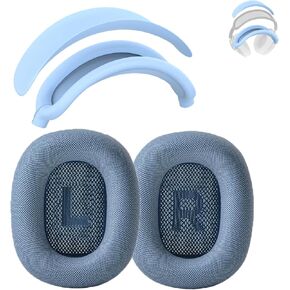 Ear Cushion Compatible with AirPods Max, 2-in-1 Silicone Headband Cushion+Headband Cover, Upgraded and Enhanced Magnetic Attachment, Protein Leather Earpads&Headband Cover for AirPods Max 2 Kit-Sliver in Kuwait