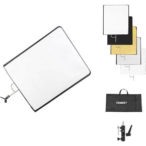 Photography Light Reflector Flag Kit, 30x35inches/75x90cm with Light Stand Adapter, 4-in-1 Gold/Silver/Black/White Diffuser and Translucent Diffuser, Foldable Stainless Steel Frame in Saudi Arabia