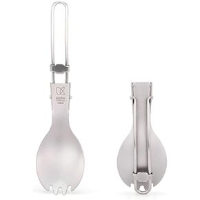 KEITH Titanium Folding Spork Lightweight Spoon Fork Outdoor Camping Tableware for Backpacking, Hiking, Travel, Picnics and Home with Bag(Spork Ti5301) in Saudi Arabia