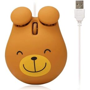 Wired Mouse with Adorable Animal Design Quiet USB Plug & Play, Creative Gift Mouse for Family and Friends Girls (Brown) in Saudi Arabia